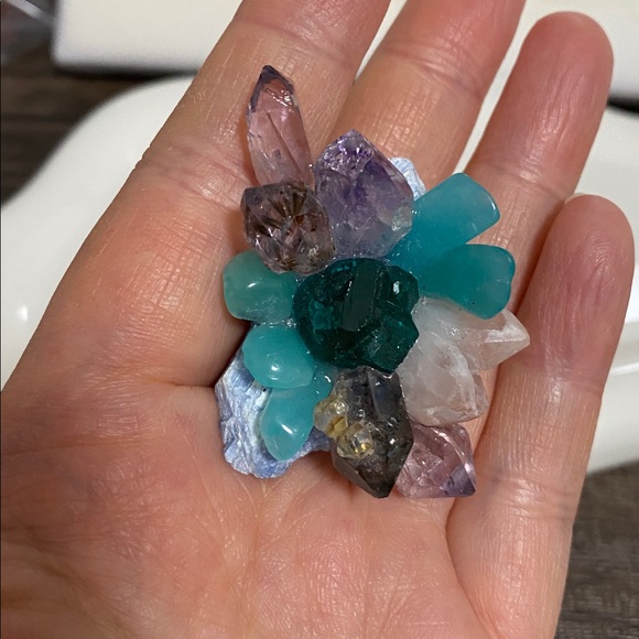 Multicolor Crystal Cluster statement ring - Picture 6 of 13
